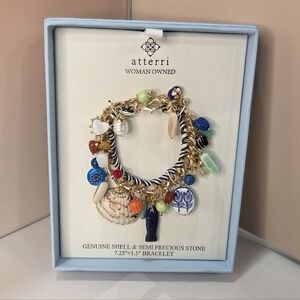 💙🔹️Atterri 🔹️genuine Shell & Semi Precious Stone 7in  Bracelet